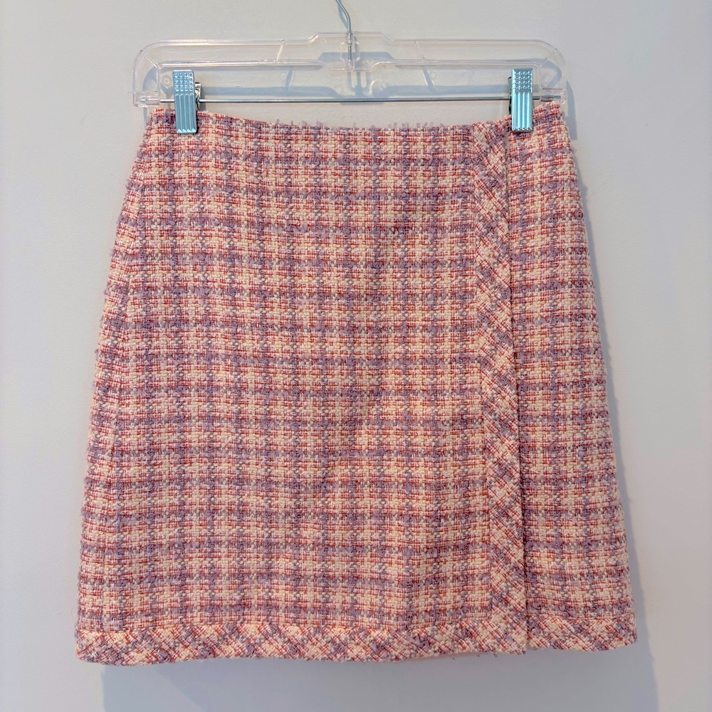 Ann Taylor Baby Pink Gingham Tweed Skirt
